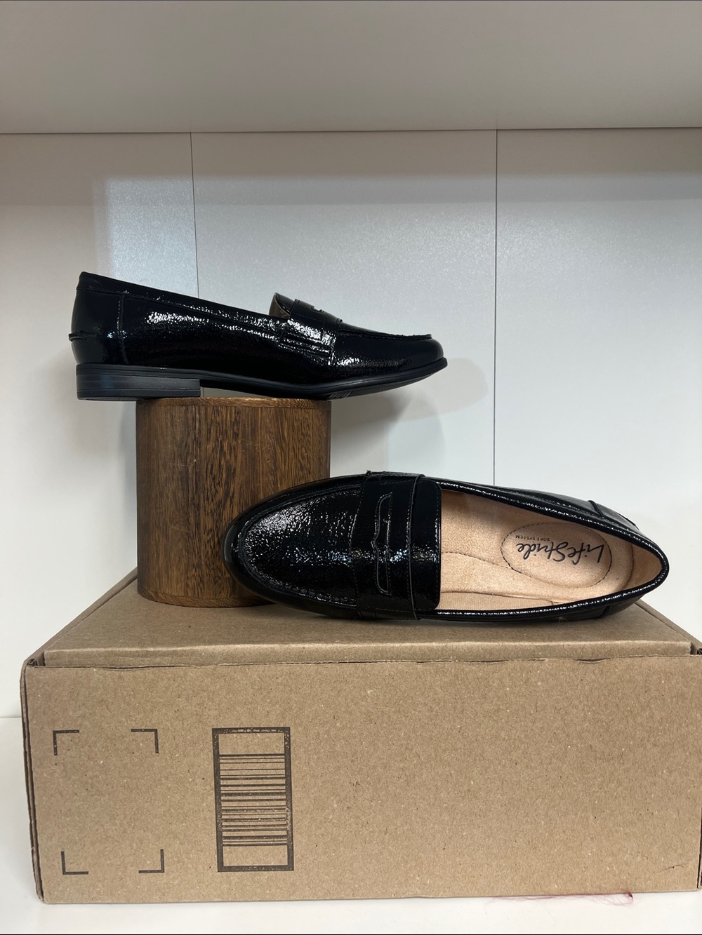 🔥 Life Stride women size 5 Black Patent Leather Slip-On Loafers new